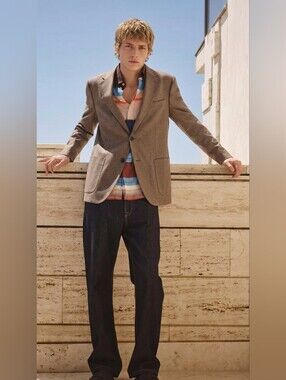 Banana Republic Mens Wool Dark Camel Jacket Slim Fit Sz 44R